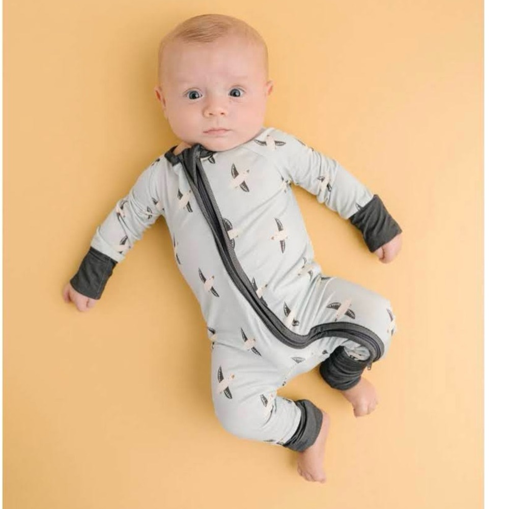 NWT Little One Shop Silas Bamboo Sleeper - Light Gray with Charcoal Trim